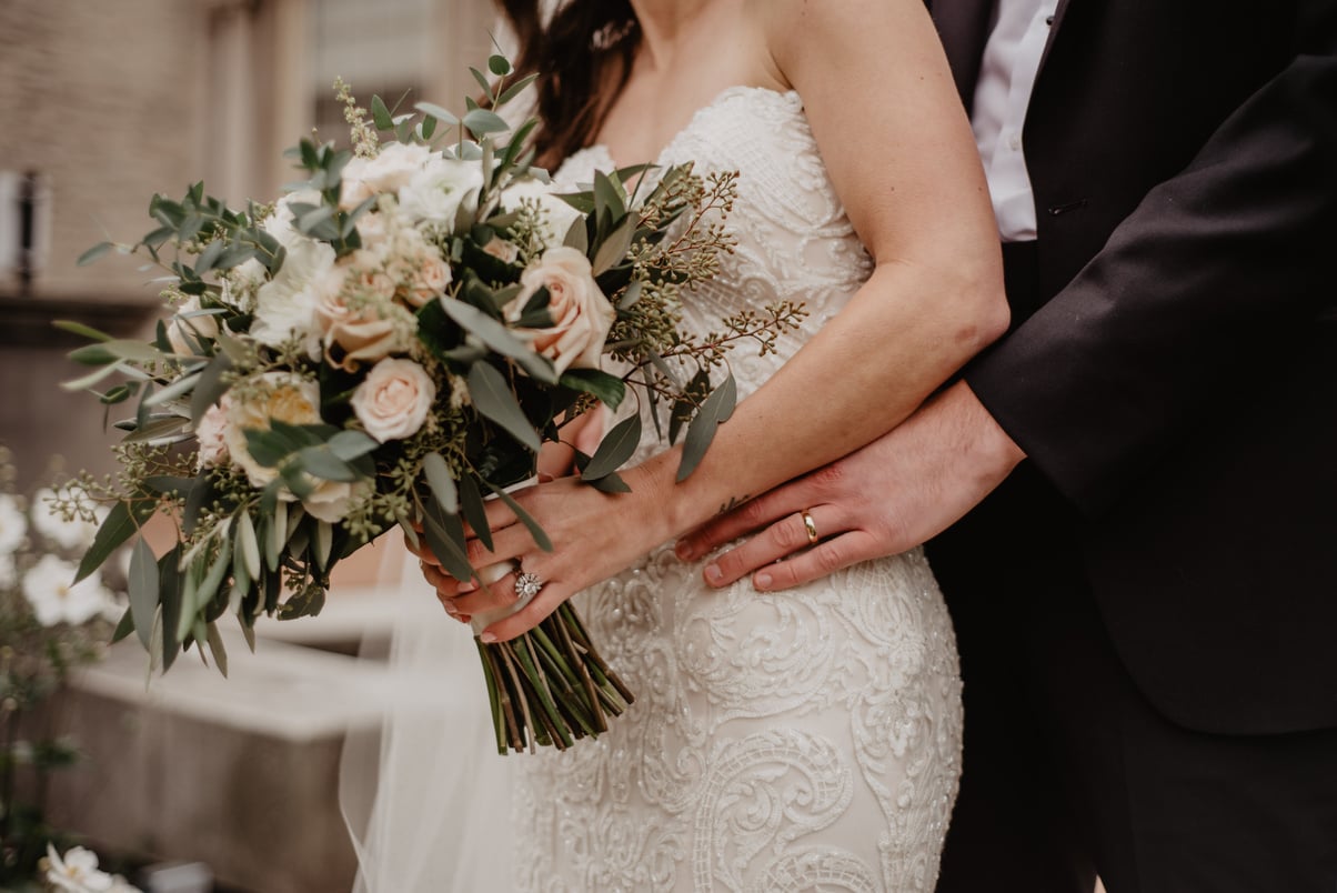 Woman Wearing White Wedding Gown