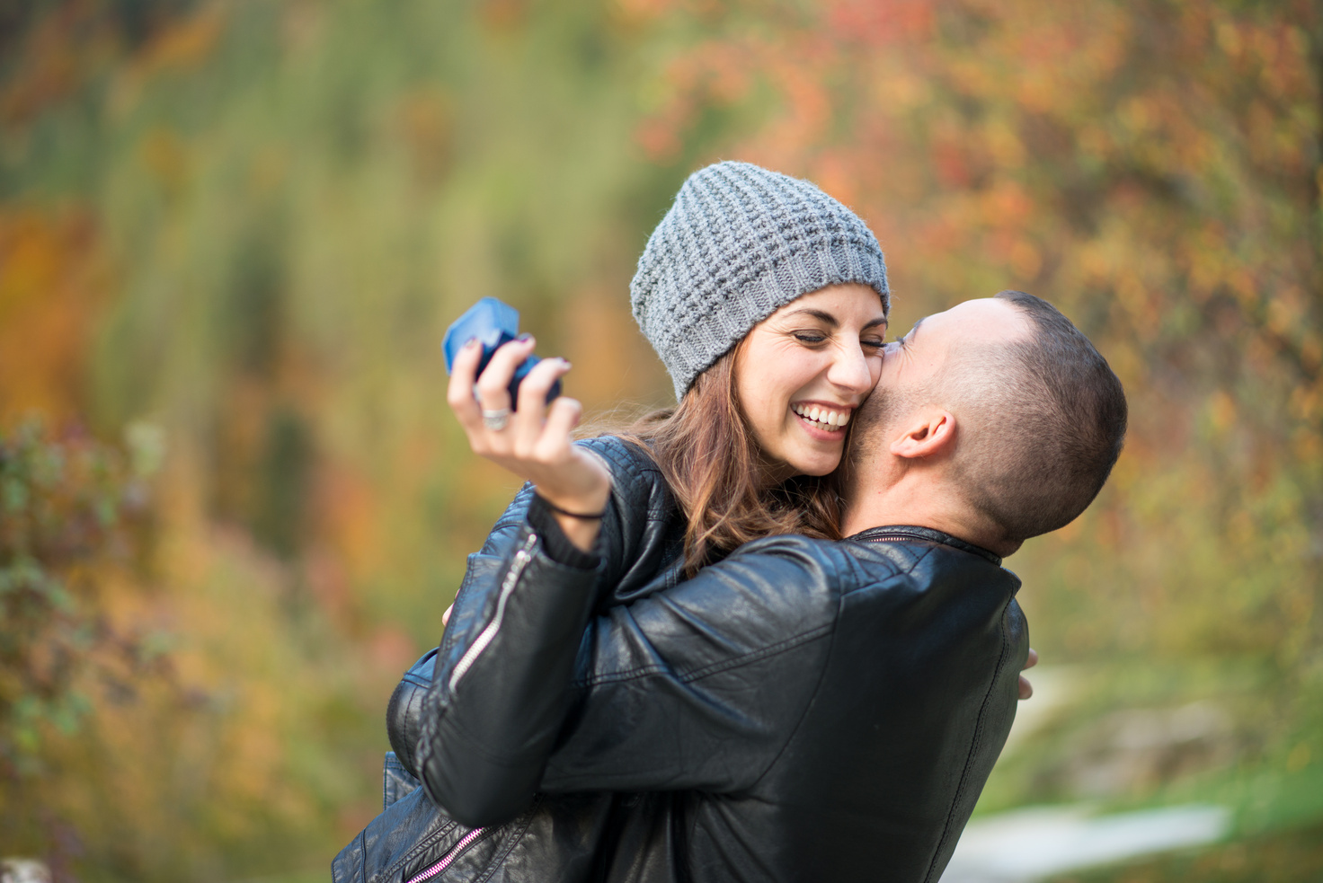 Autumn outdoor wedding proposal engagement